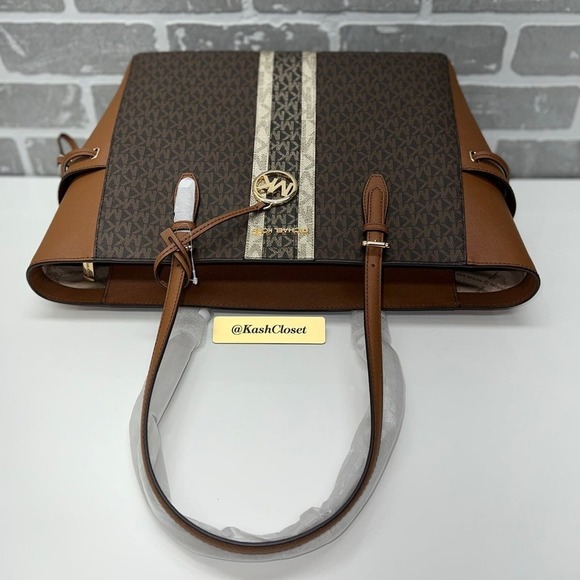 Michael Kors Gilly Tote Large Color Block Leather MK Logo Tote Bag Luggage Multi - Picture 10 of 11